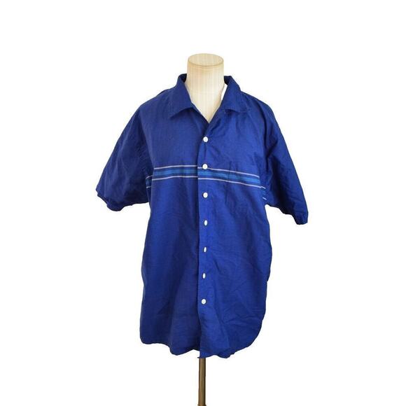Vintage Polo Jeans Co Ralph Lauren Shirt Mens Large Blue Denim Button Up Striped - Picture 1 of 4